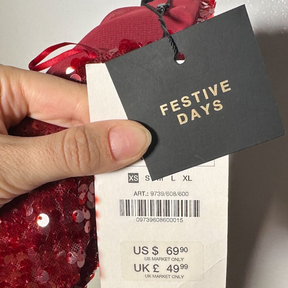 NWT Zara Burgundy Red Sequin Midi Skirt - size XS - Picture 4 of 11
